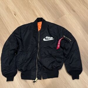 Alpha Industries / Nike Black Bomber Jacket with Orange Lining